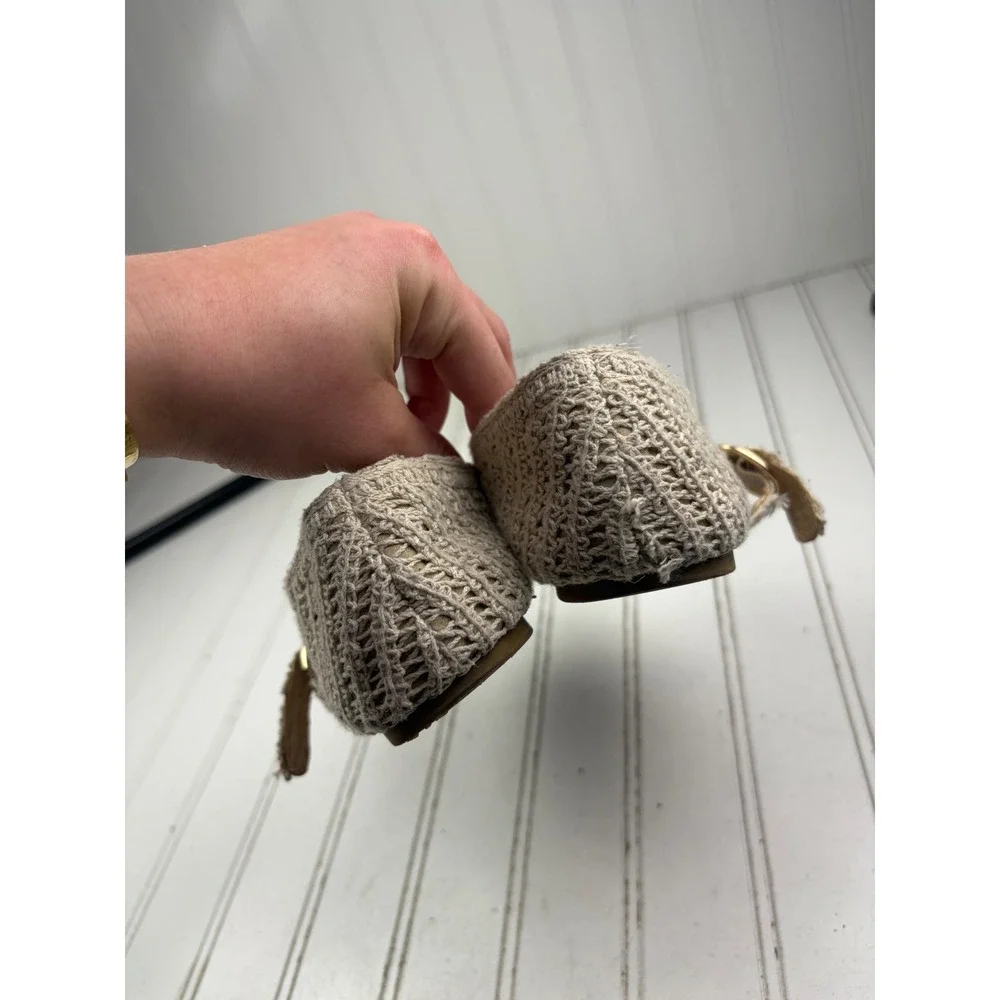 Gap Crochet Mary Jane Beige Woven Buckle Flats Girls Size 2